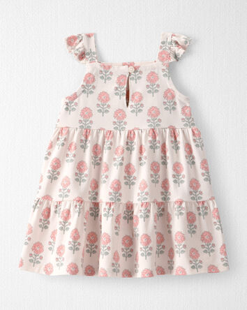 Baby Girl Organic Cotton Tiered Dress in Rosebud Petal Print , 