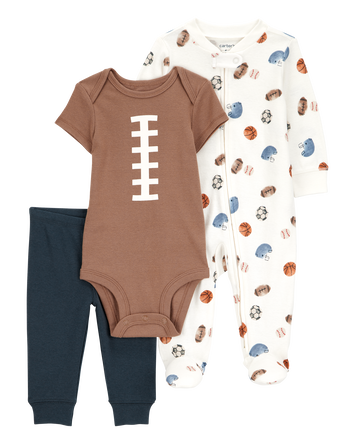 Baby Boy 3-Piece Football Multi-Piece Set, 