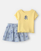 Baby Girl 2-Piece Bluey&trade; Top & Skort Set - Yellow/Blue, image 1 of 5 slides