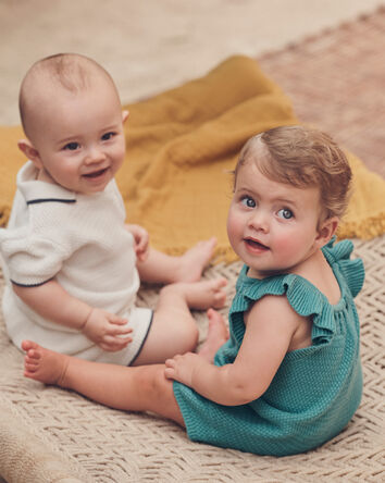 Baby Girl Organic Cotton Knit Romper , 