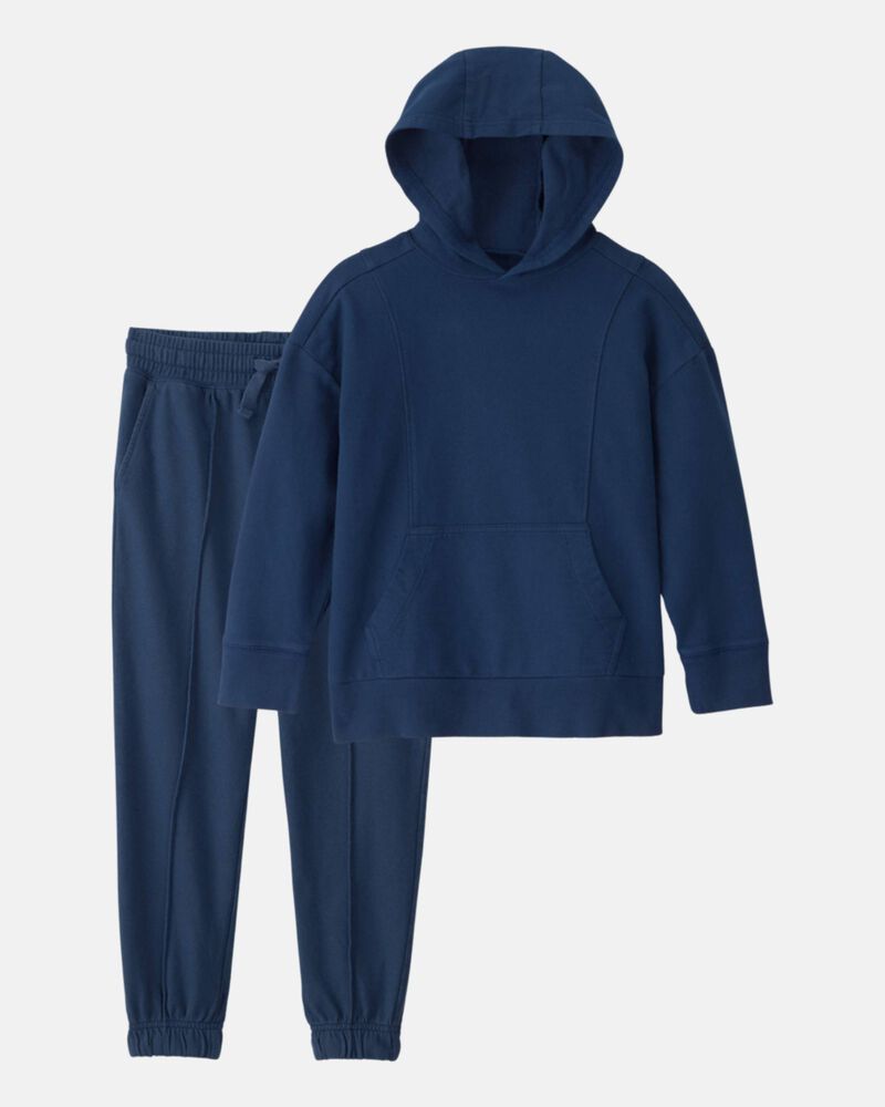 Boys 2-Piece French Terry Hoodie & Pant Set - Navy Blue, image 1 of 8 slides