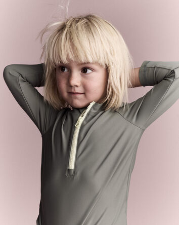 Toddler Half-Zip Long-Sleeve Rashguard - Olive, 
