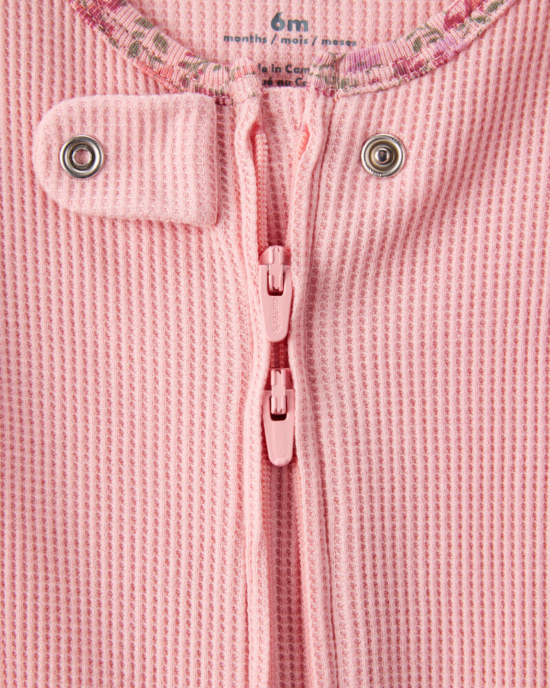 Baby Girl Cotton Long-Sleeve  2-Way Zip Sleep & Play Pajamas - Pink, image 3 of 5 slides
