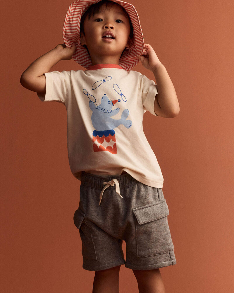 Toddler Boy French Terry Cargo Shorts with Pockets - Grey, image 6 of 7 slides