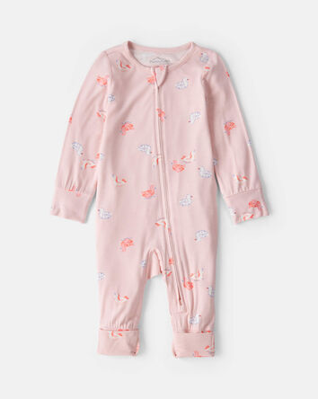 Baby Girl Flamingo PurelySoft&trade; 2-Way Zip Sleep & Play Pajamas - Pink, 