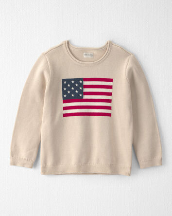 Kid Organic Cotton American Flag Knit Sweater, 