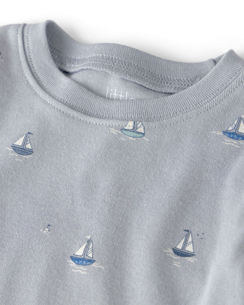 Kids 2-Piece Organic Cotton Ribbed Pyjama Set in Sail Away Print, image 2 of 4 slides