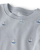 Kids 2-Piece Organic Cotton Ribbed Pyjama Set in Sail Away Print, image 2 of 4 slides