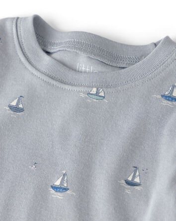 Kids 2-Piece Organic Cotton Ribbed Pyjama Set in Sail Away Print, 