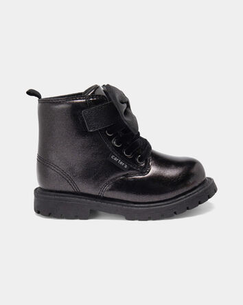 Toddler Girl Bow Ankle Boots - Black, 