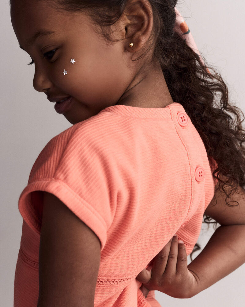 Toddler Girl Drop Waist Short-Sleeve Dress - Orange, image 3 of 6 slides
