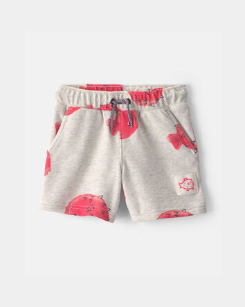 Toddler Boy Pufferfish French Terry Shorts - Grey/Red, 