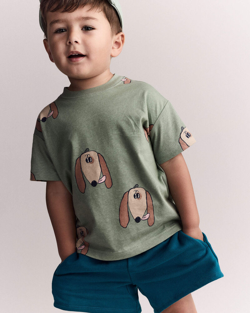 Toddler Dog Relaxed Graphic Tee - Green, image 1 of 6 slides