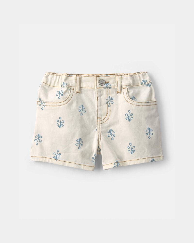 Toddler Girl Floral Twill Shorts - Ivory, image 1 of 4 slides