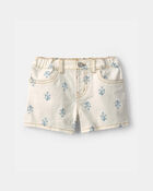Toddler Girl Floral Twill Shorts - Ivory, image 1 of 4 slides