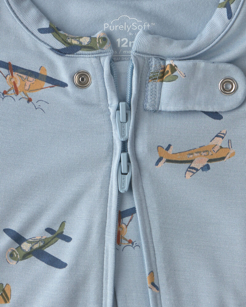 Baby Boy 2-Pack PurelySoft&trade; Vintage Plane Rompers - Blue, image 2 of 7 slides