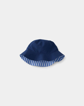 Toddler Boy Reversible Stripe Bucket Swim Hat - Blue, 