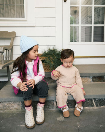 Toddler Metallic Star Fashion Boots - Ivory, 