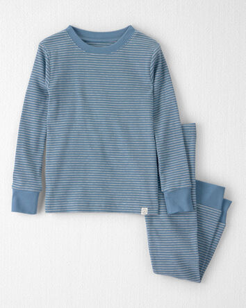 Toddler 2-Piece Organic Cotton Ribbed Pajama Set in Stripes, 