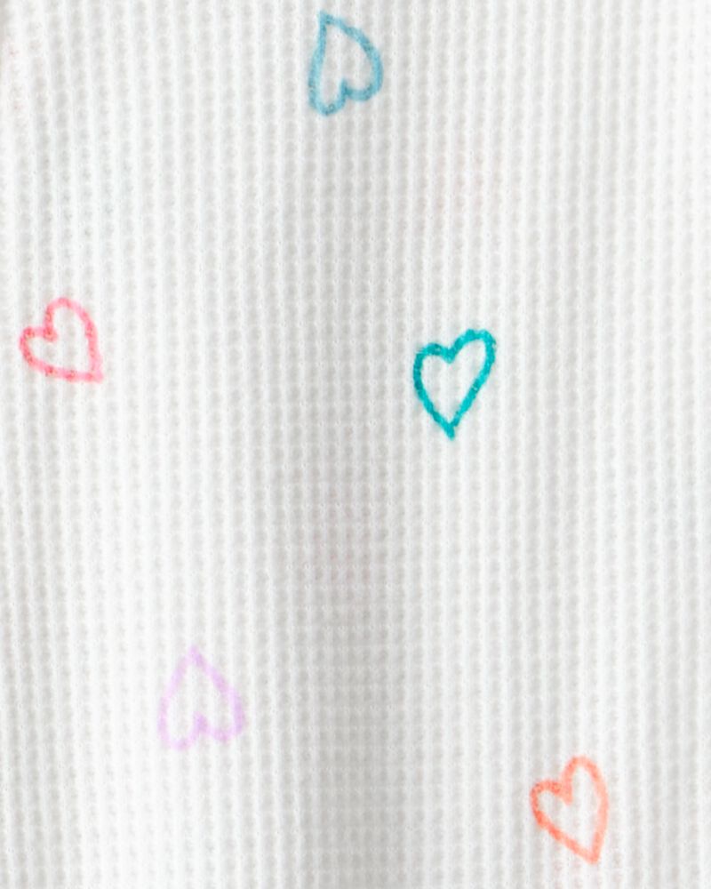 Toddler Girl Heart Cotton Snug Fit Footie 1-Piece Pajamas - White, image 2 of 3 slides