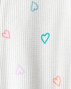 Toddler Girl Heart Cotton Snug Fit Footie 1-Piece Pajamas - White, image 2 of 3 slides