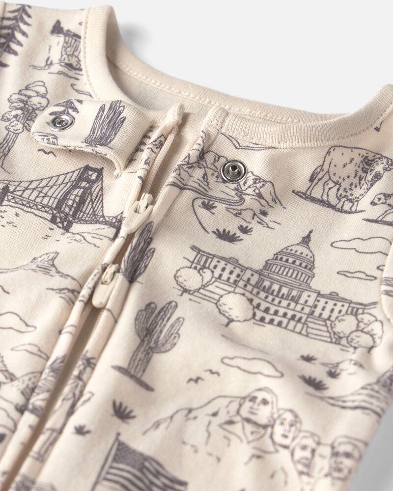 Baby Organic Cotton 1-Piece Pajama in Stars Stripes and Sights, image 3 of 5 slides
