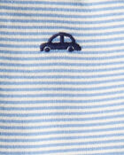 Baby Boy 3-Piece Car Striped Outfit Set - Blue/Grey, image 4 of 5 slides