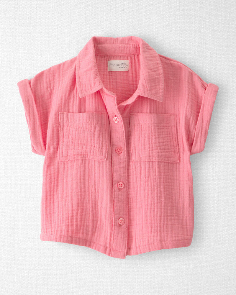 Toddler Girl Organic Cotton Gauze Button-Down Top, image 1 of 4 slides