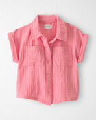 Toddler Girl Organic Cotton Gauze Button-Down Top, image 1 of 4 slides