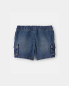 Baby Boy Denim Drawstring Cargo Shorts - Dark Wash, image 2 of 5 slides