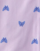 Toddler Girl Butterfly Short-Sleeve Loose Fit 2-Piece Pajama Set - Purple, image 4 of 5 slides
