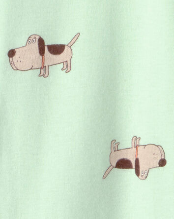 Toddler Dog 100% Cotton Snug Fit 1-Piece Pajama - Green, 