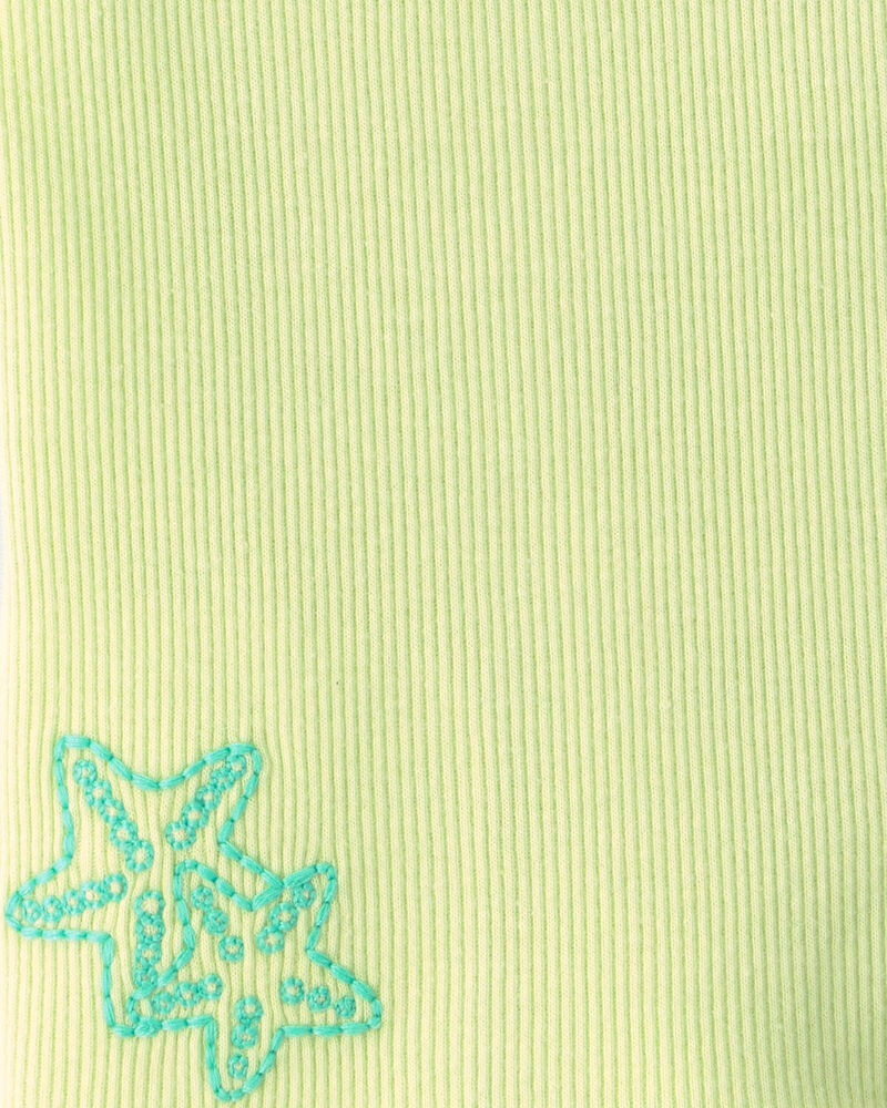 Baby Girl Starfish Ribbed Tank Top - Green, image 2 of 3 slides