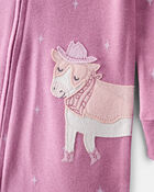 Toddler Girl Cowgirl 100% Cotton 1-Piece Pajamas - Pink, image 2 of 4 slides