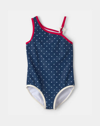 Girls American Flag 1-Piece Swimsuit - Red/White/Blue, 