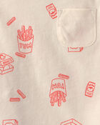 Baby Boy 2-Piece Snack Time Top & Short Set - Cream/Red, image 2 of 3 slides
