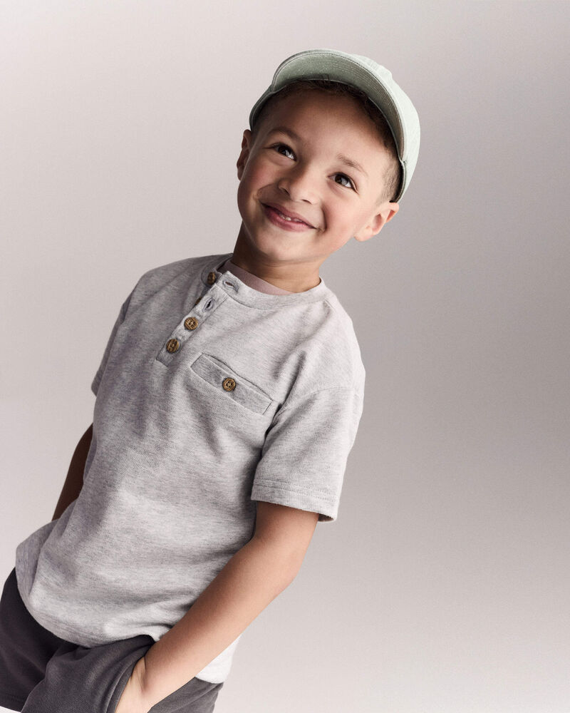 Toddler Boy Button-Front Tee - Grey, image 1 of 6 slides