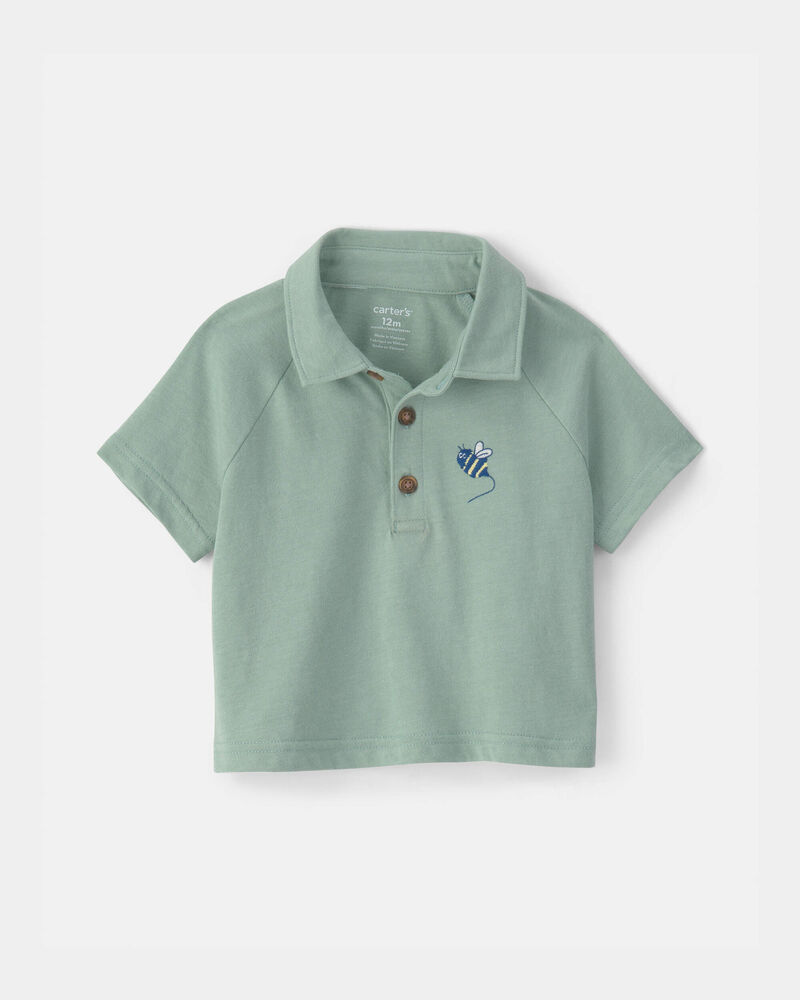 Baby Boy Bumble Bee Short-Sleeve Polo Shirt - Green, image 1 of 3 slides