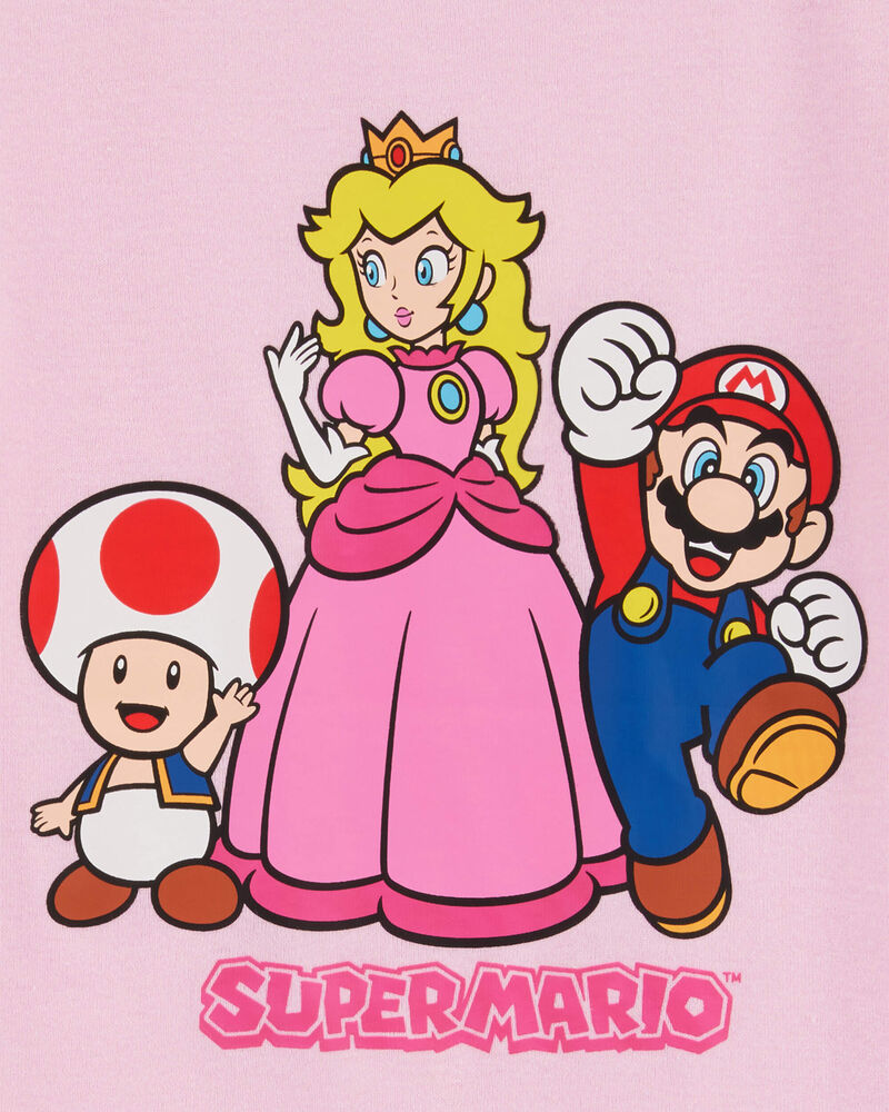 Kid Super Mario Bros&trade; Snug Fit Cotton 2-Piece Pajamas - Pink, image 2 of 3 slides