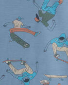Boys 2-Piece Skateboard Short-Sleeve Loose Fit 2-Piece Pajama Set - Blue/Green, image 2 of 4 slides
