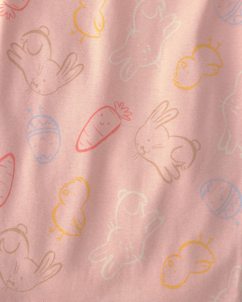Girls Easter Bunny 100% Cotton Snug Fit 2-Piece Pajama Set - Pink, image 4 of 5 slides