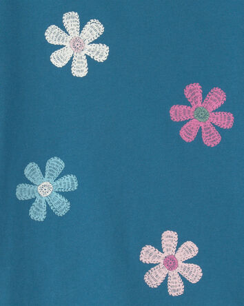 Toddler Girl Flower Graphic Tee - Blue, 