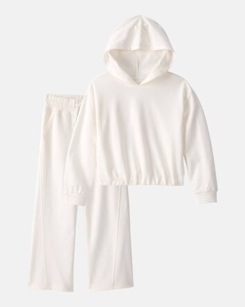 Girls 2-Piece French Terry Hoodie & Pant Set - Cream, 