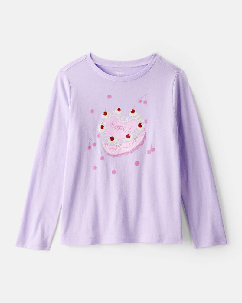 Girls Heart Cake Long-Sleeve Graphic Tee - Purple, image 1 of 3 slides