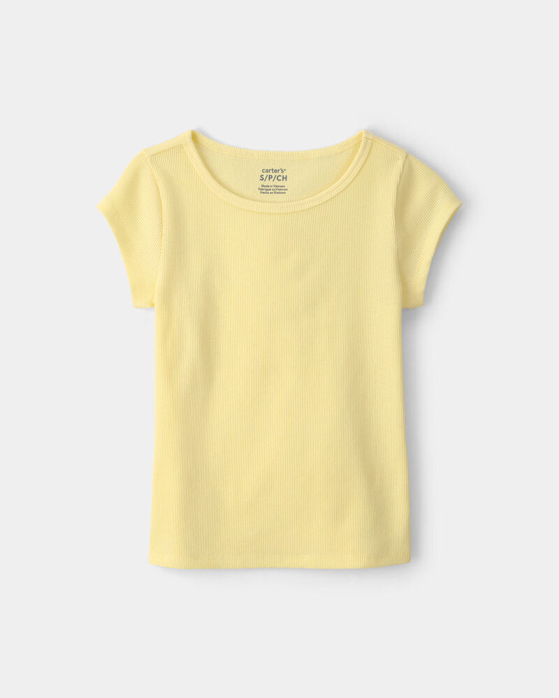Girls Rib Top - Yellow, image 1 of 3 slides