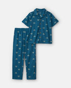 Boys Monster Truck 2-Piece Pajama Set - Blue, image 1 of 5 slides