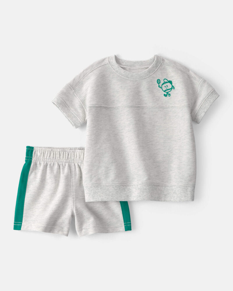 Baby Boy 2-Piece Pickleball Top & Short Set - Grey, image 1 of 5 slides