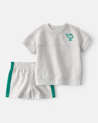 Baby Boy 2-Piece Pickleball Top & Short Set - Grey, image 1 of 5 slides