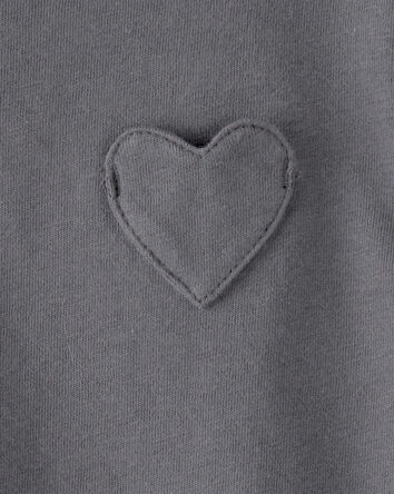 Baby Girl Heart Pocket Top - Grey, 