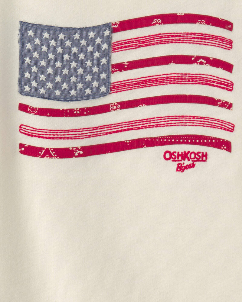 Kids American Flag French Terry Pullover Sweatshirt - Cream, image 3 of 4 slides